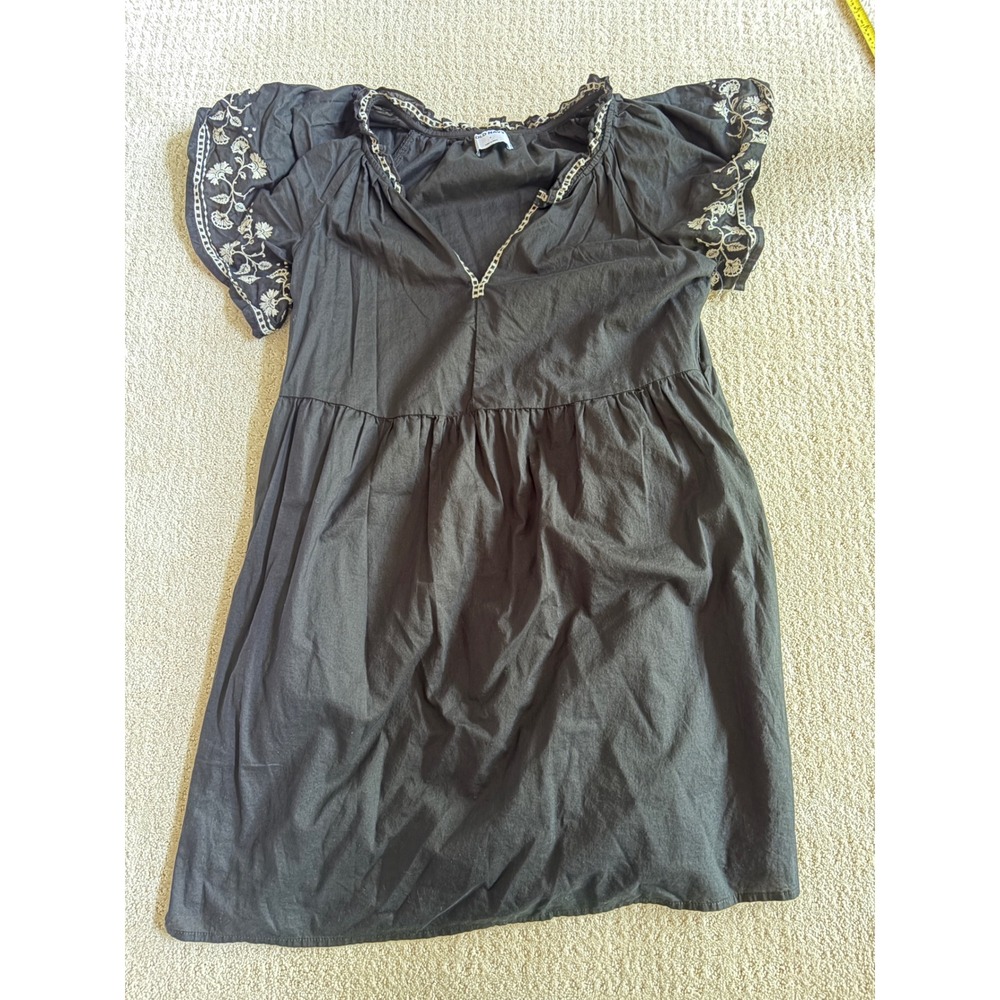 Old Navy Babydoll‎ Dress Women S Black Y2K Embroidered Boho Cottagecore